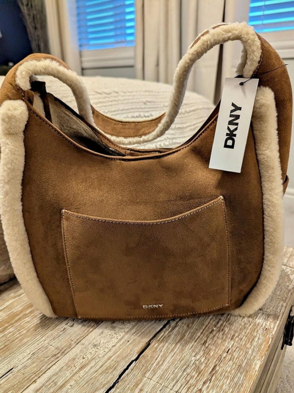 DKNY Caramel Hobo Shearling Trim Hobo - NWT